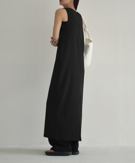 onepiece-12015　Linen Blend Stretch 2way One Piece Gray Black