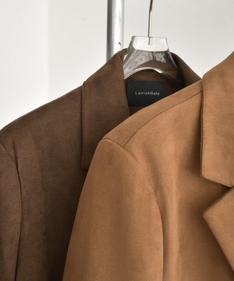 Jacket-02021 Faux Suede Tailored Jacket 　Camel　 Brown