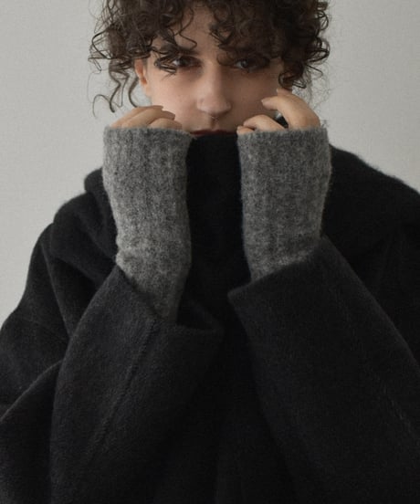 mb-gloves-02015 Wool Blend Rib Knit Arm Warmers Ecru Brown Gray