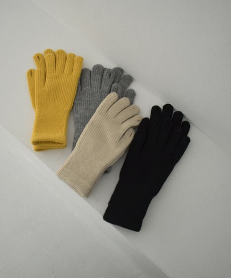 gloves-02013　Finger Slit Knit Gloves Beige Gray Mustard Black