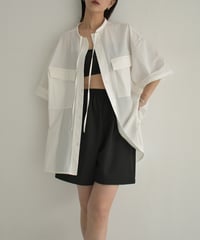 【STUDIO ENUL】swim-14003　Short Sleeve Rash Guard Shirt　White　Black