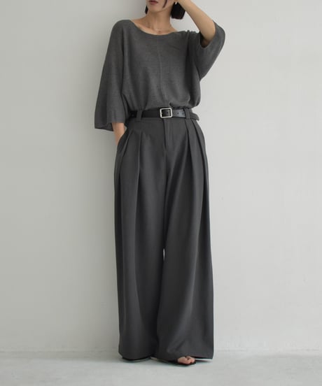 knit-02326　Linen Blend Half Sleeve Mesh Pullover  White Ecru Gray Black