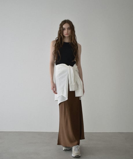 bottoms-02287　Satin Flare Skirt　Brown Gray Black