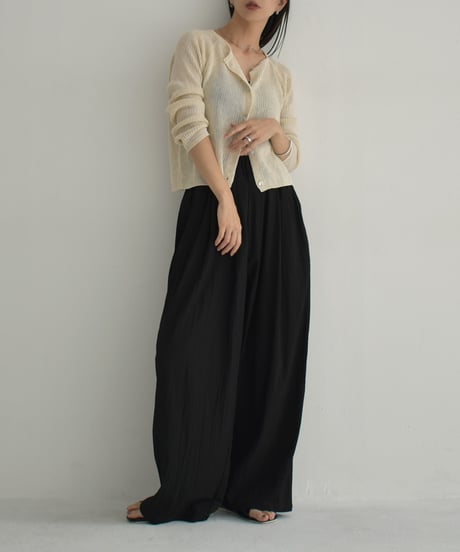 knit-02270　Linen-blend Summer Knit Cardigan Beige Black Gray
