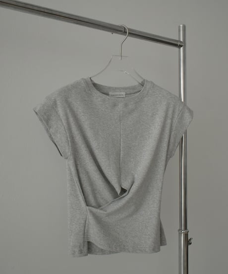 tops-02500　Twist Design T-shirt White Gray Black