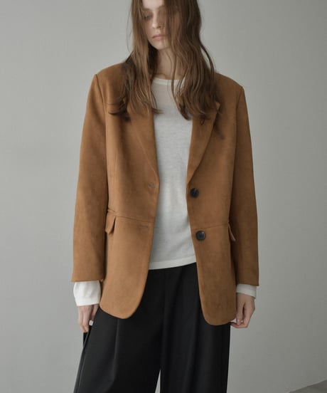 Jacket-02021 Faux Suede Tailored Jacket 　Camel　 Brown