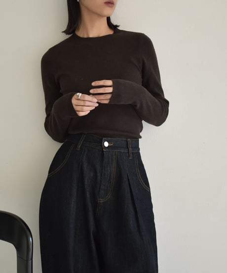 knit-02304　Back Open Fit Knit  Dark Gray Brown Black