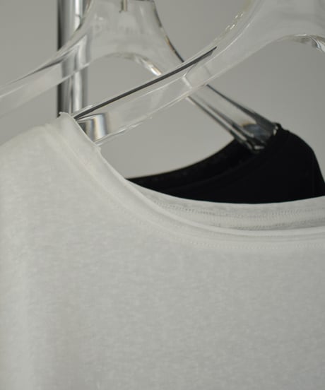 tops-02552　Waist Tuck Tee　White Black