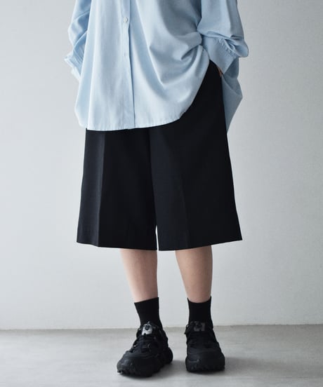 bottoms-04050　Made in Japan linen-like wrinkle-resistan, cool-to-the-touch shorts　Khaki Beige  Black