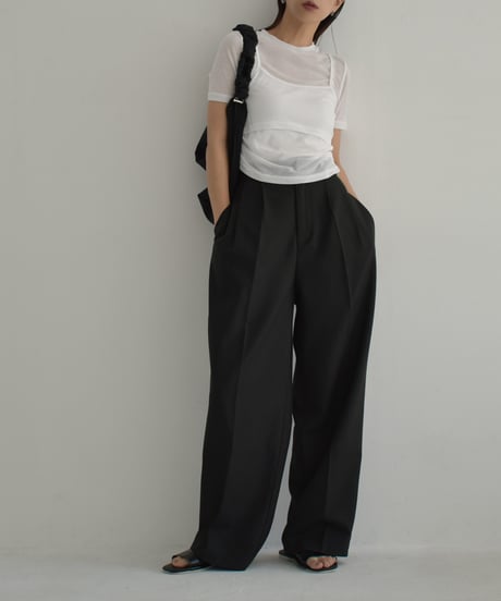 tops-02487　Sheer Layered Tops White Black