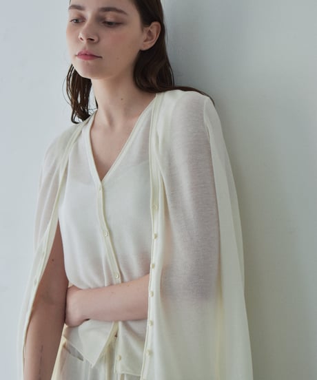 nh-knit-02380 Linen Blend Sheer Knit Cardigan  Ecru Gray Navy