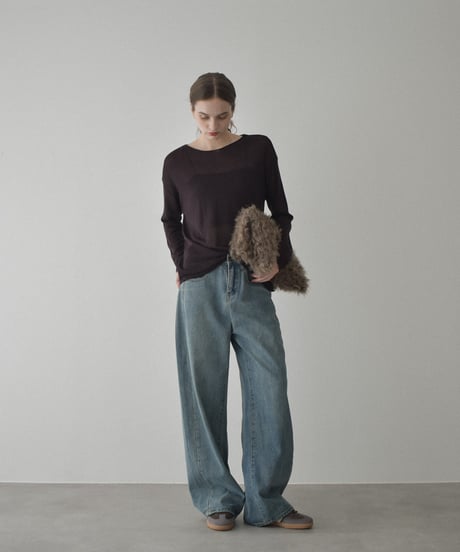 knit-02334　Loose Sheer Knit　Brown Navy