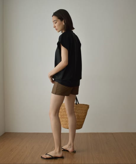 swim-04004　Made in Japan Mock Neck Rash Guard　White　Beige　Brown　Black