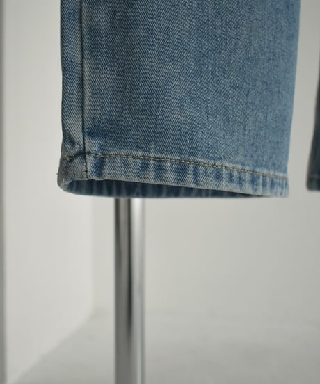 bottoms-02232　Waist Design Straight Denim Wash Blue