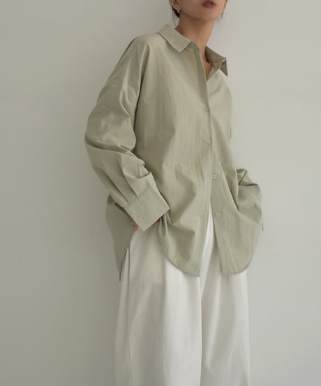 tops-02484　Back Loss Overshirt Light Khaki Gray