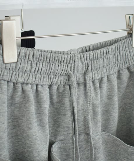 bottoms-02327 Sweat Half Pants  Gray Black