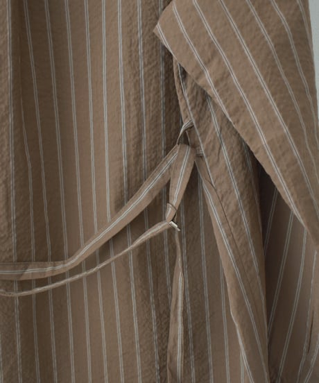 tops-02605 Stripe Shirt Ecru Brown