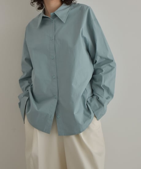tops-02582 Regular Collar Cotton Shirt Greige, Blue-Green, Black