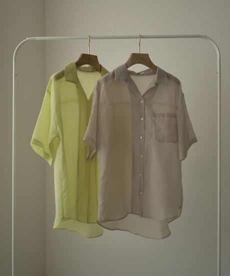 tops-04127 MADE IN JAPAN SHEER OPEN COLLAR SHIRT