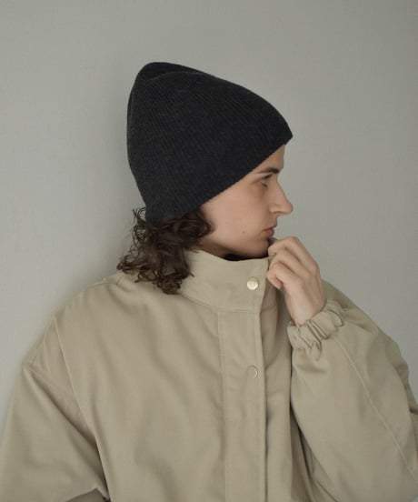 mb-cap-02065 Rib Knit Beanie Ecru Brown Dark Gray