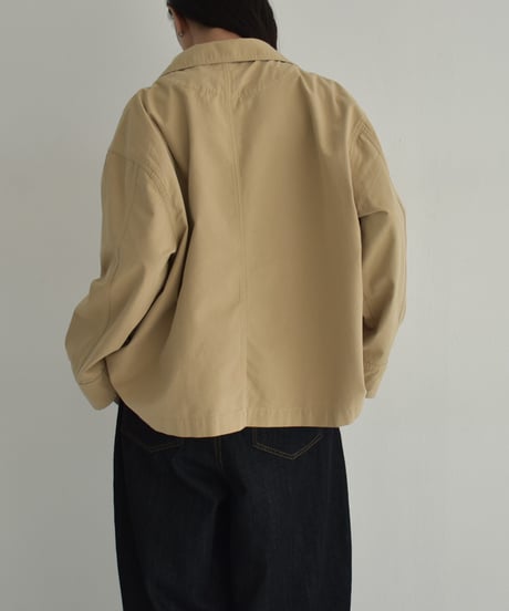 outer-02086　Stained Color Short Coat Beige Black