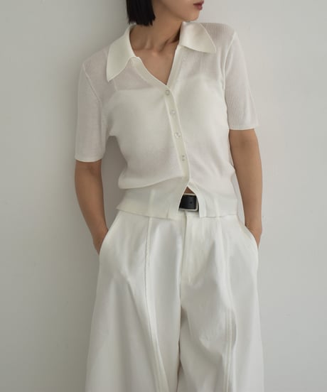 knit-02330  Half Sleeve Skipper Rib Knit  Off White Gray Black