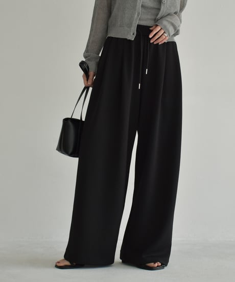 bottoms-02275　Waist Tuck Relaxed Wide Pants　Gray Charcoal Black
