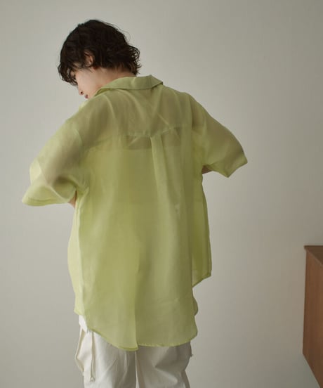 tops-04127 MADE IN JAPAN SHEER OPEN COLLAR SHIRT