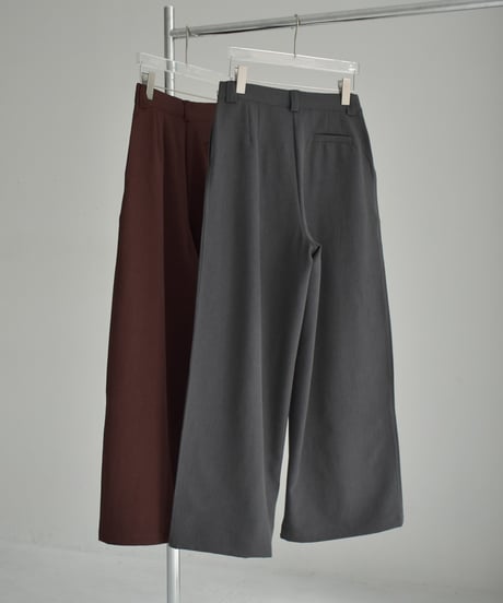 bottoms-02251　Intuck Wide Pants Brown Gray