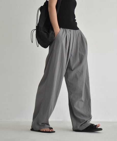 bottoms-02292  Washer Tuck Easy Pants  Light Gray Beige Gray Black