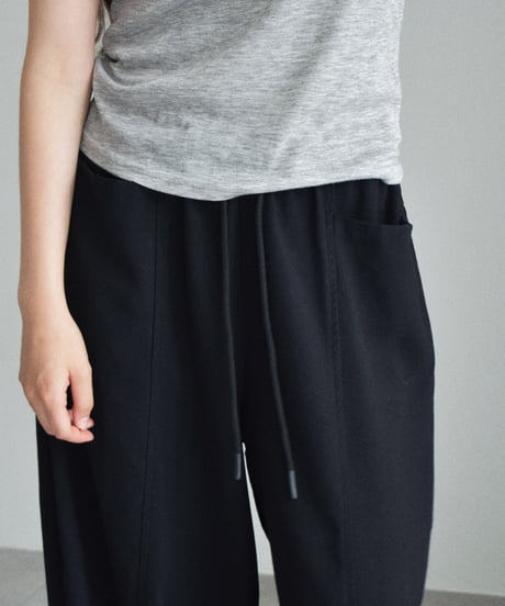 bottoms-02325 Front Pocket Relax Pants Ecru Black