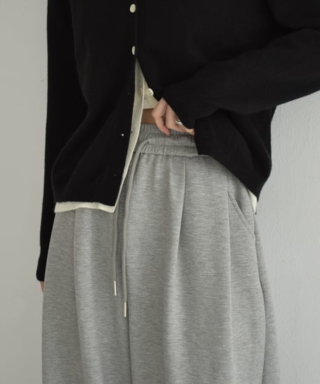 bottoms-02275　Waist Tuck Relaxed Wide Pants　Gray Charcoal Black