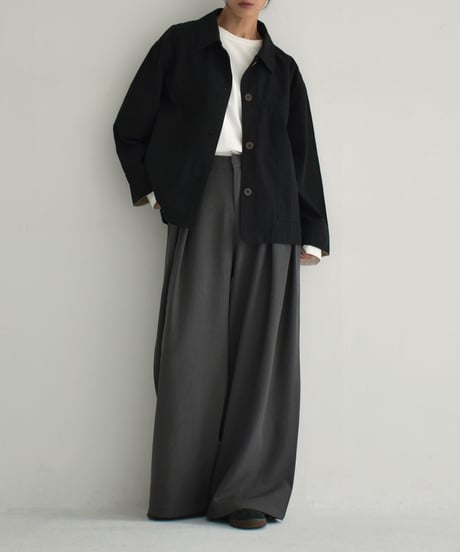 outer-02086　Stained Color Short Coat Beige Black