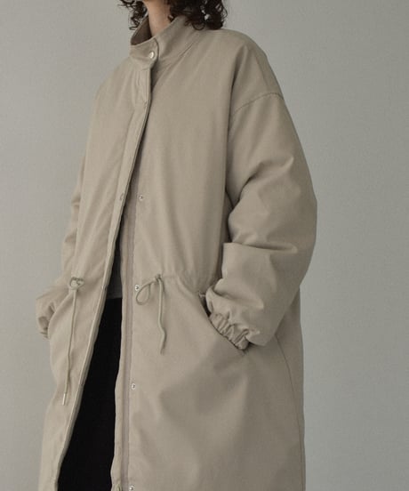 outer-02093　Padded Long Coat with Volume  Greige  Black