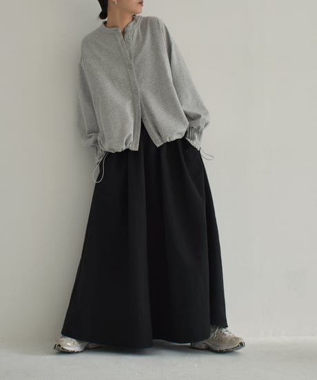 bottoms-02226　Nylon Gathered Volume Skirt　Greige　Gray　Black