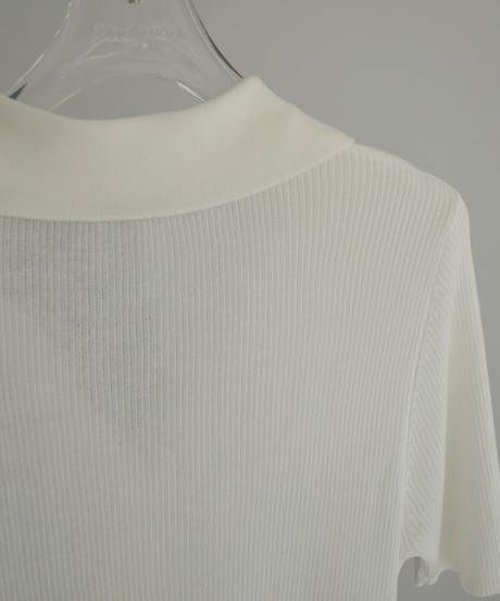 knit-02330  Half Sleeve Skipper Rib Knit  Off White Gray Black
