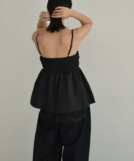 tops-02464　Camisole Blouse White Black