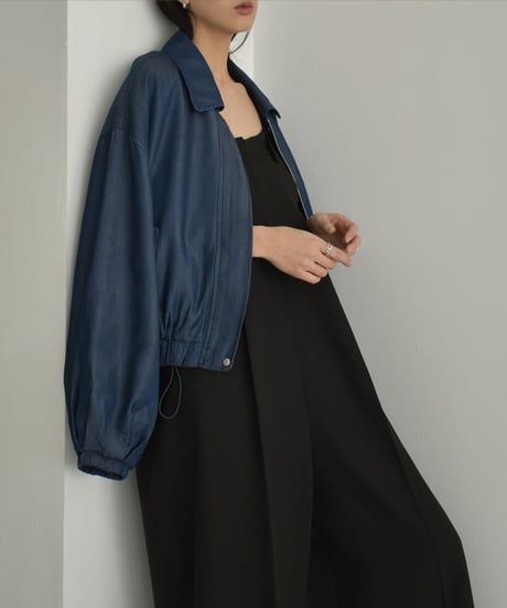 outer-02079　Volume Sleeve Indigo Chambray Blouson