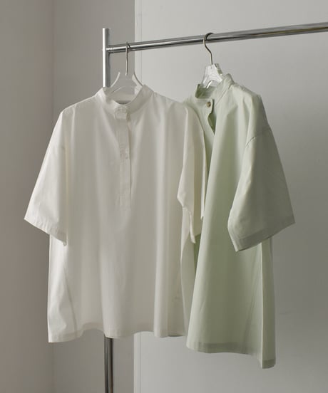 tops-02404　Oversized Pullover Shirt White Mint