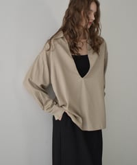 tops-12012　Skipper Shirt (Can be worn as a set) 　Mocha Beige Black