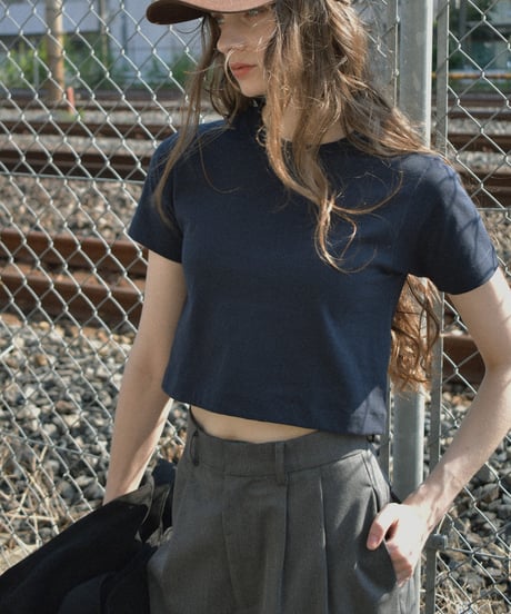nh-tops-02462 　6.2 oz Cropped Compact Solid T-shirt White Gray Black Navy