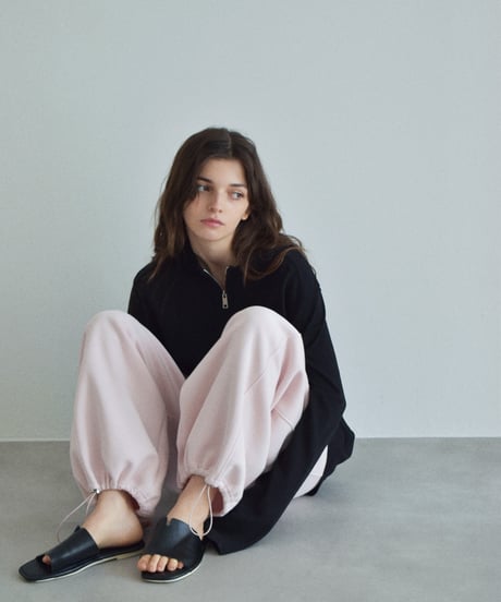【UNISEX】bottoms-02316　Drawstring curved sweat-like pants  Pink Gray Navy