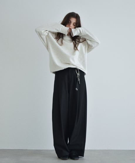 【UNISEX】tops-02591 Cutoff Design Sweat Pullover Oatmeal Light Gray Dark Gray