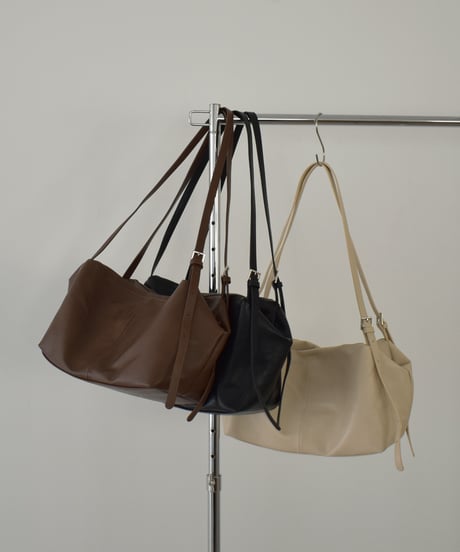 bag2-02668 2-way Box Bag Ecru Brown Black