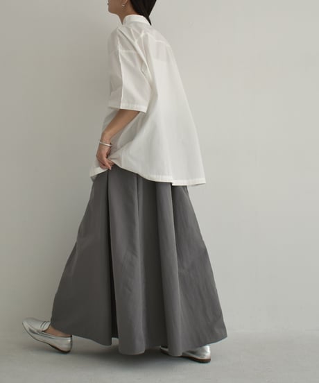tops-02404　Oversized Pullover Shirt White Mint