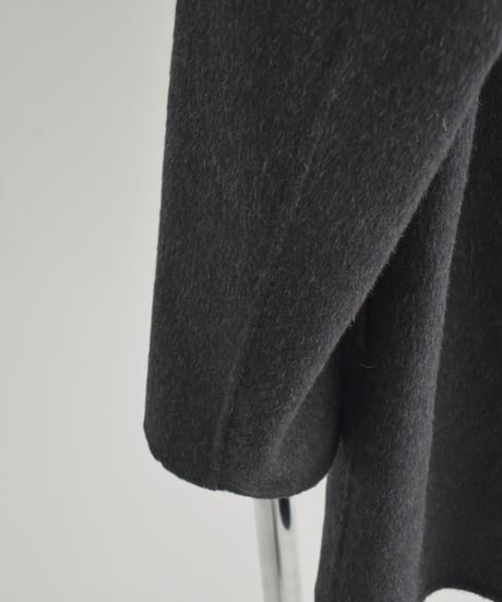 outer-02061　Wool Midi Coat With Reversible Stitching  Ecru Dark-gray Brown