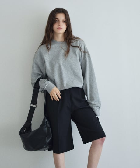 【UNISEX】tops-02591 Cutoff Design Sweat Pullover Oatmeal Light Gray Dark Gray
