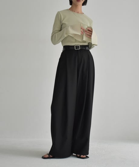 tops-04153 　Made in japan  Cuff Design Rib Top  Off-white Light-Green Black