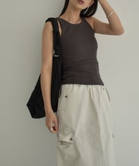 tops-02473　Ribbed Tank Top　White　Mocha　Charcoal　Black