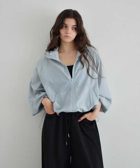 outer-02100 Nylon Zip Light Blouson Light Blue  Black